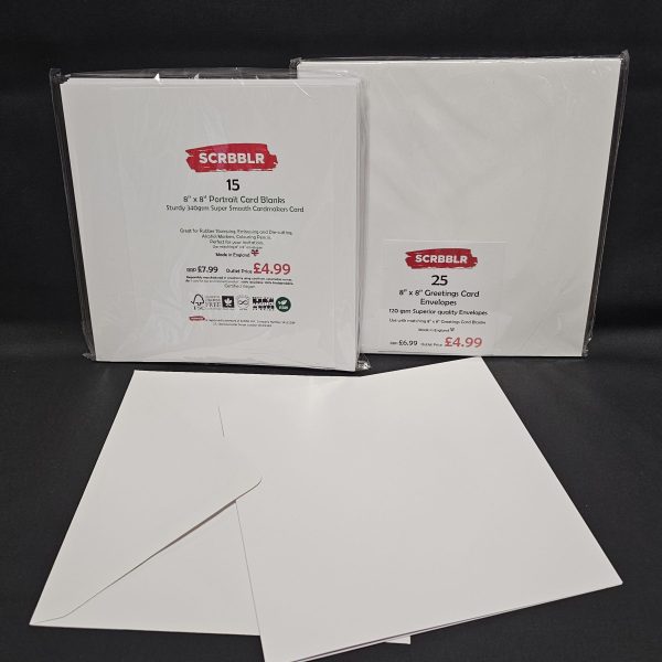 Luxury 8"x 8" Card Blanks 15 Pack & 8"x 8" Envelopes 25 Pack
