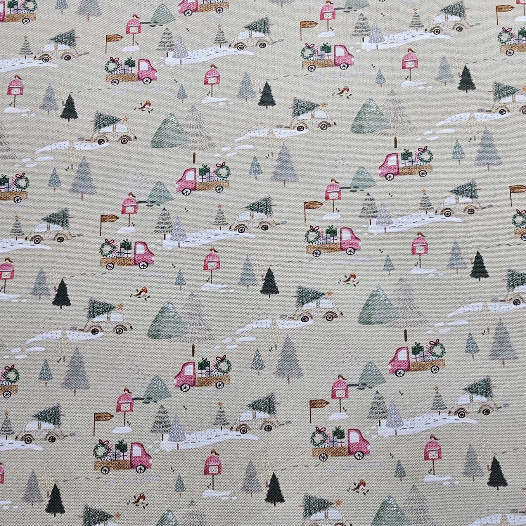 Panama Weave 100% Plain Cotton Fabric - Christmas Design - CP003