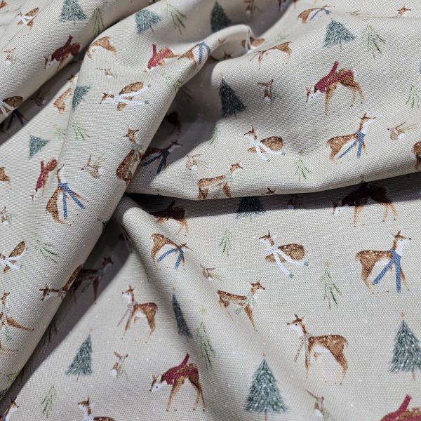 Panama Weave 100% Plain Cotton Fabric - Christmas Design - CP006