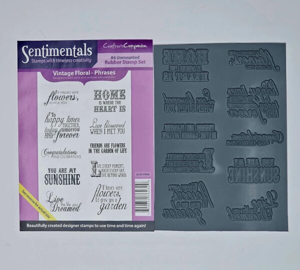 Crafter's Companion - Sentimentals - Vintage Floral Stamps - Phrases