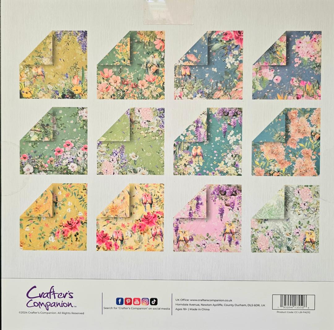 Crafters Companion 12"x12" Love Birds Collection Paper Pad - 180gsm - 24pc