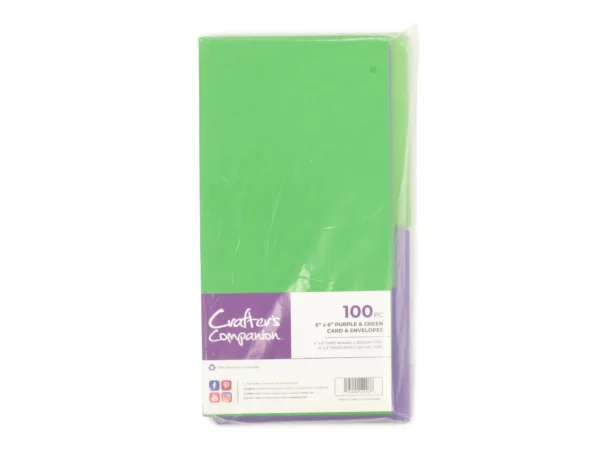 Crafter's Companion - 6"x 6" Purple & Green Card & Envelopes 100pc