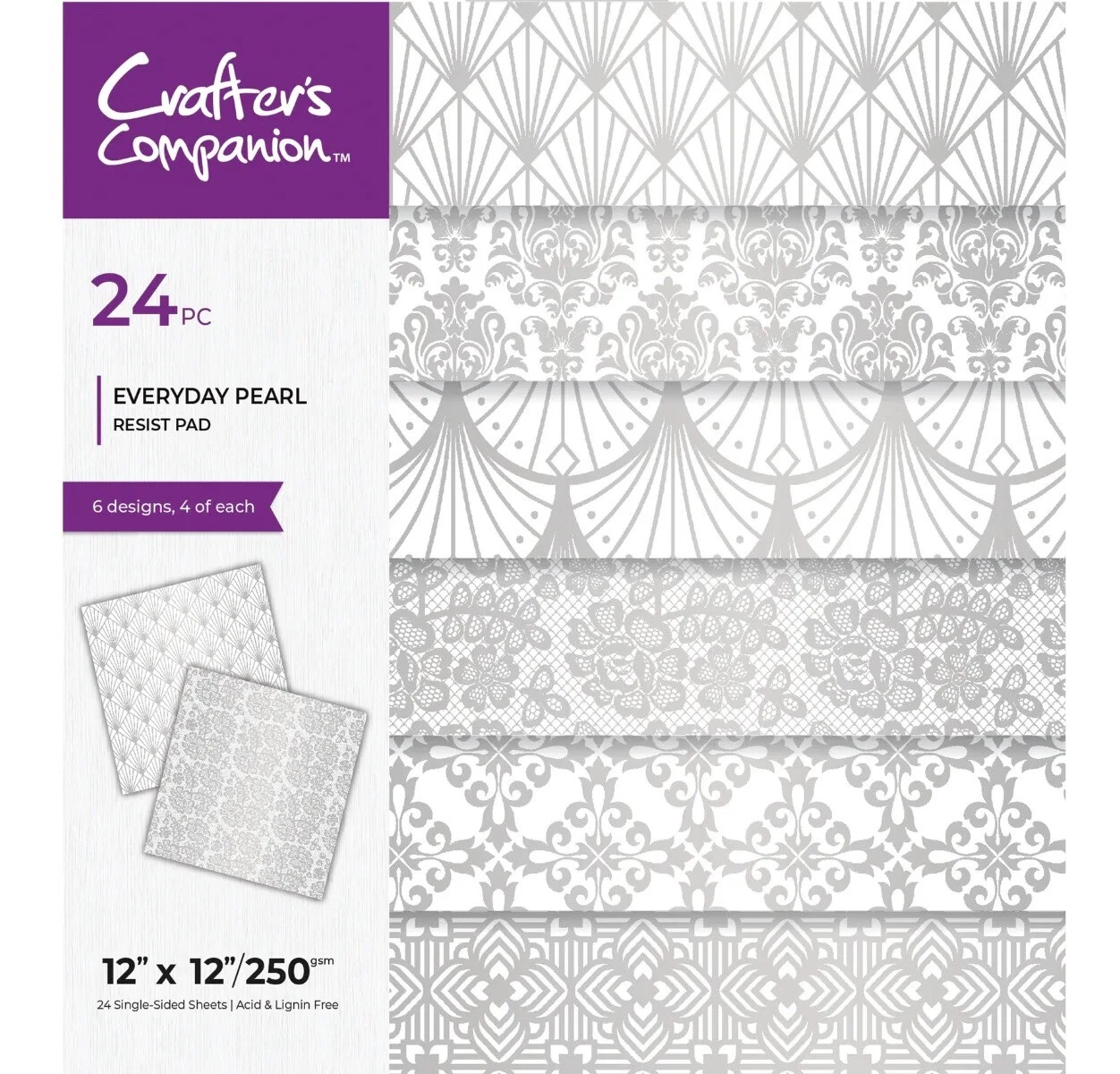 Crafter's Companion - 12" x 12" Everyday Pearl Resist Pad 24 Pack