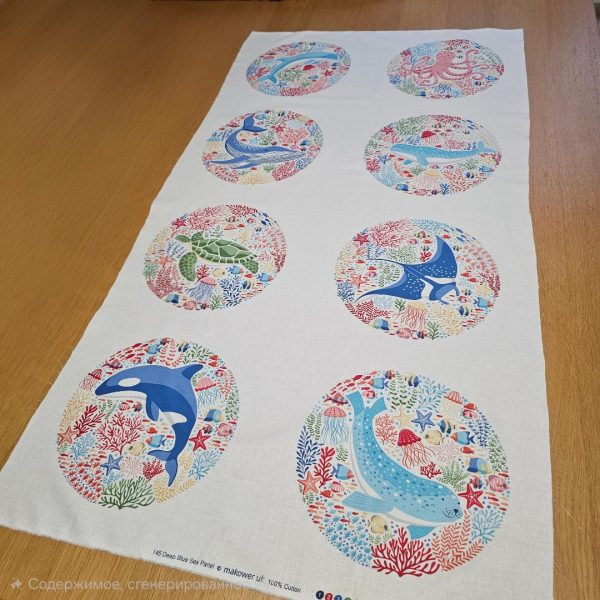 Panel2 Fabric Panel - Deep Blue Sea Design - Panel 58