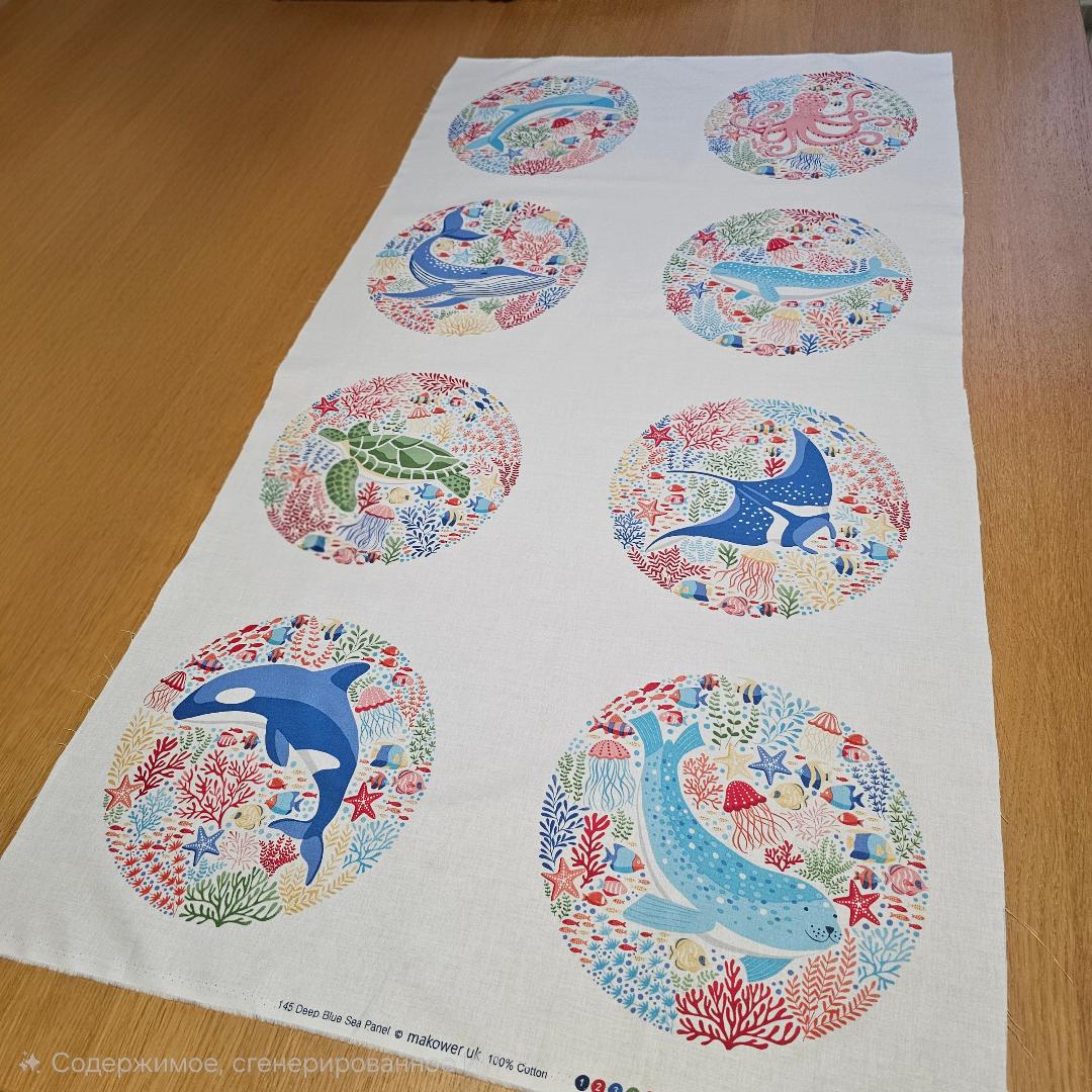 Fabric Panel - Deep Blue Sea Design - Panel 58