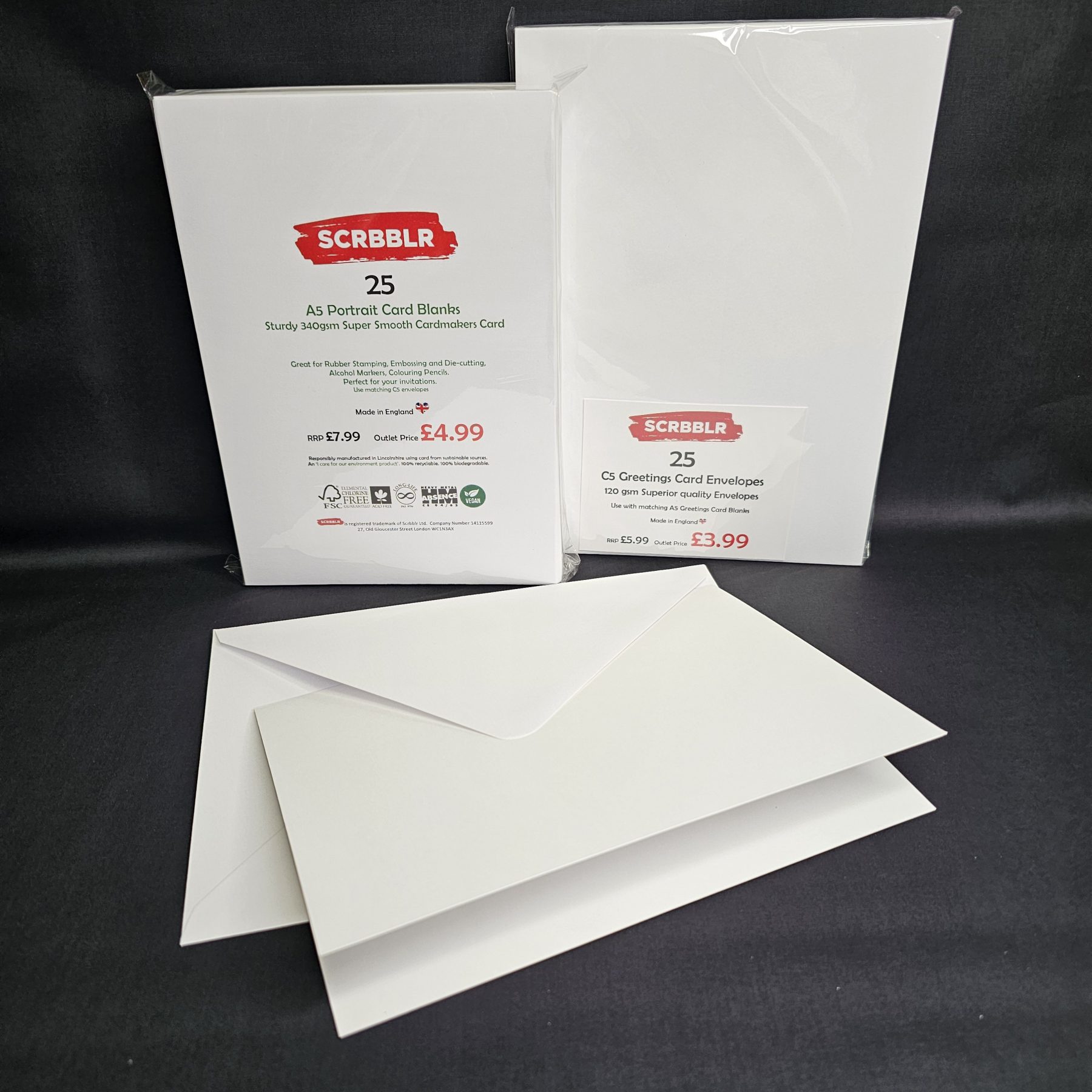 Luxury A5 Card Blanks / C5 Envelopes Pack 25