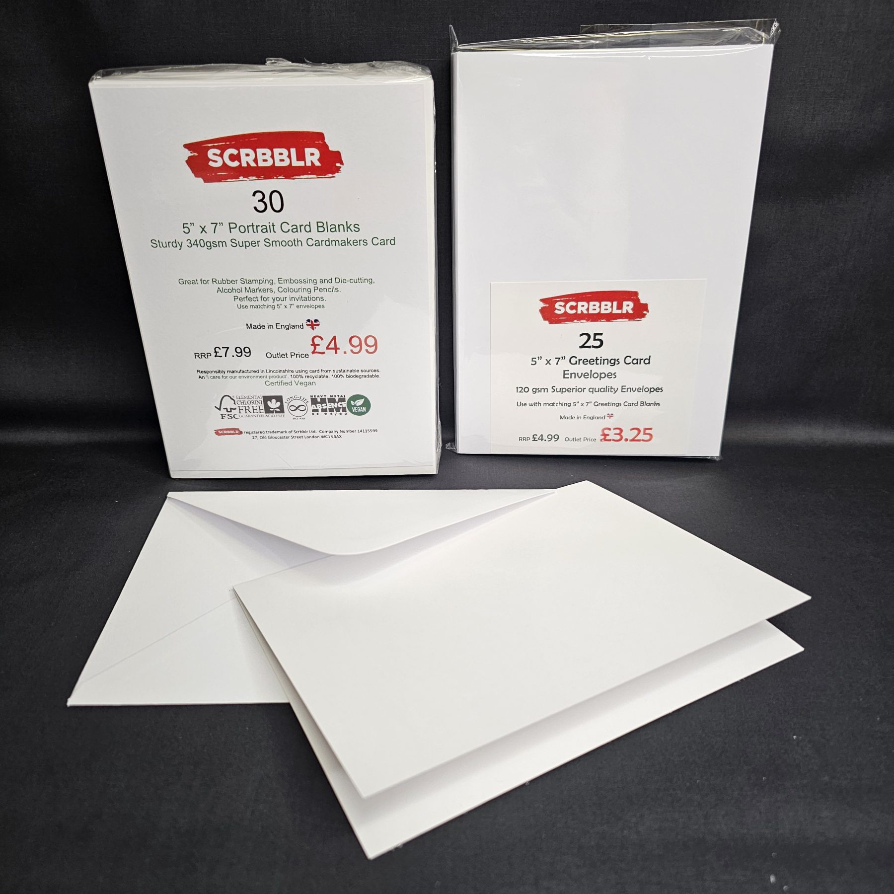 Luxury 5″ x 7″ Card Blanks 30 Pack / 5″ x 7″ Envelopes Pack 25