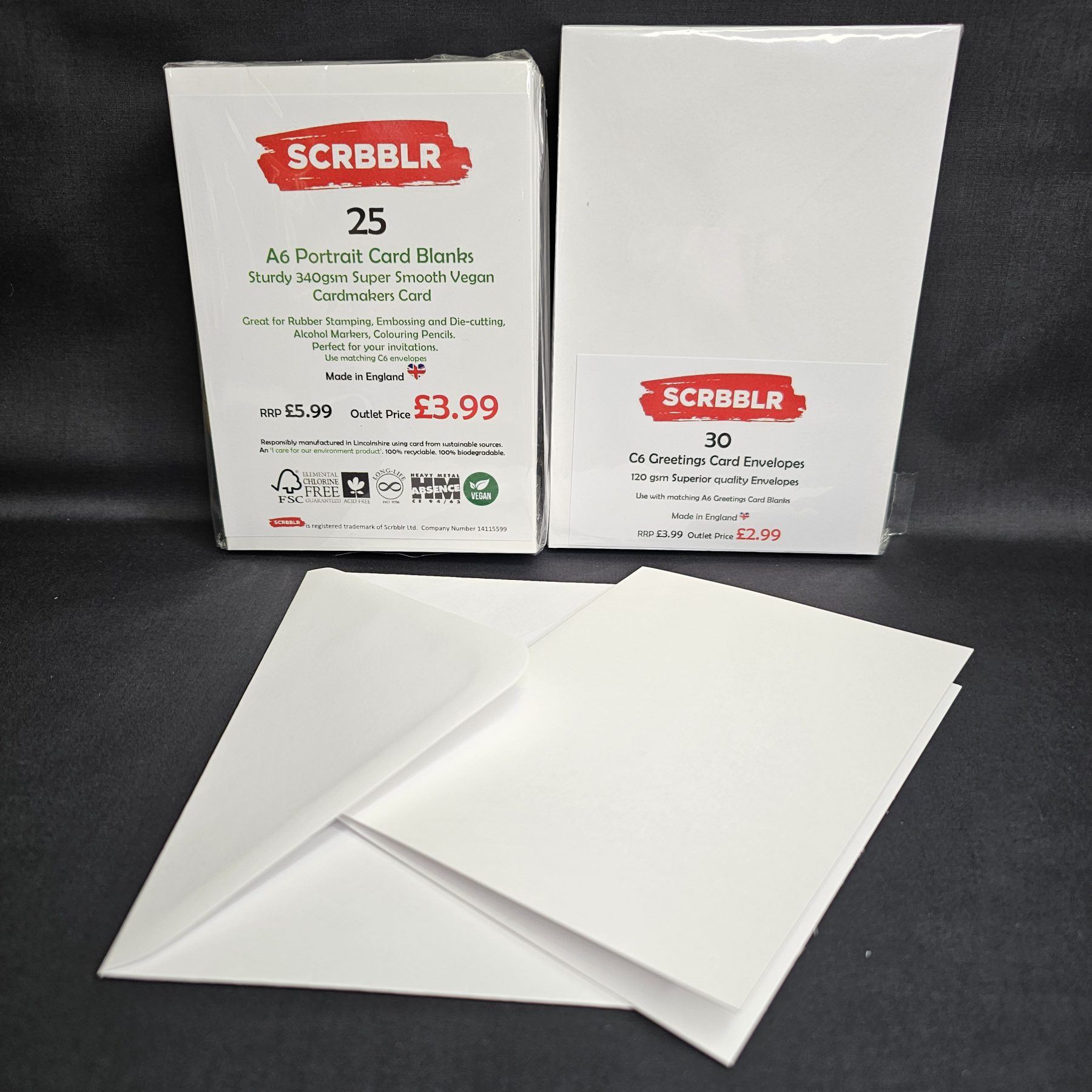 Luxury A6 Card Blanks 25 Pack & C6 Envelopes 30 Pack