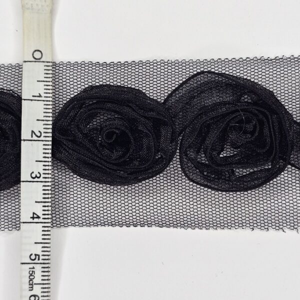 3D Flowers Black Medium Trimmings - 3 metres - TP3027