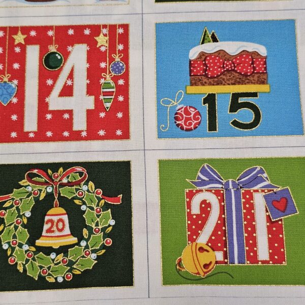 Fabric Panel - Merry Christmas Santa Advent Calendar - Panel 18
