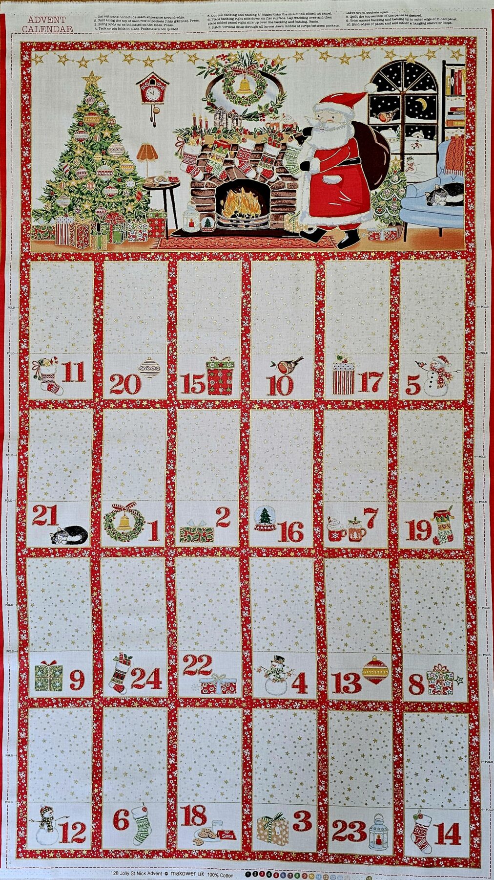 Fabric Panel - Jolly St Nick Christmas Advent Calendar - Panel 3