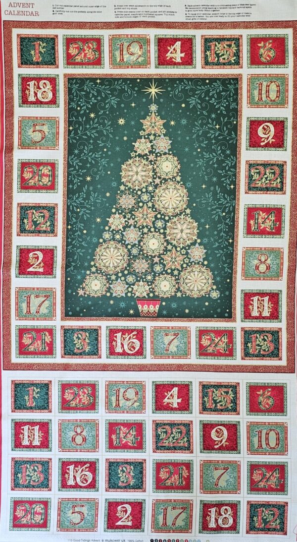 Fabric Panel - Good Tidings Christmas Advent Calendar - Panel 2