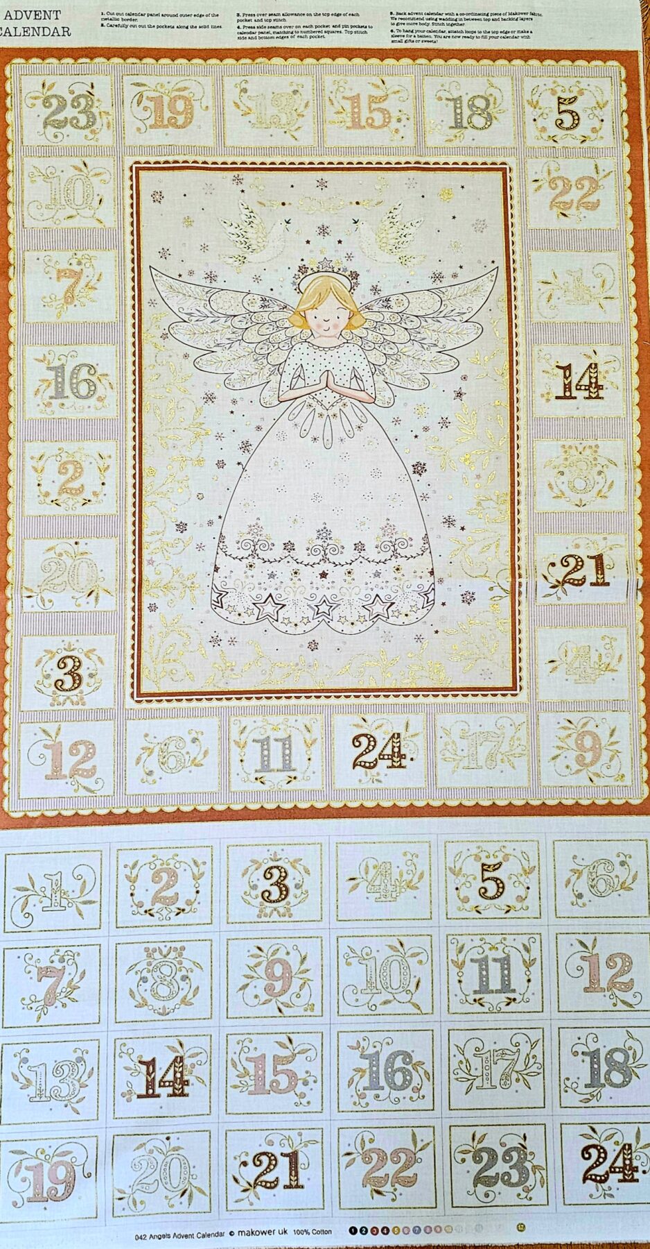 Fabric Panel - Angels Christmas Advent Calendar - Panel 20